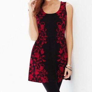 Soma Soft Sleeveless Tunic Mini Dress Black Red Paisley Medium NWT Wrinkle Free
